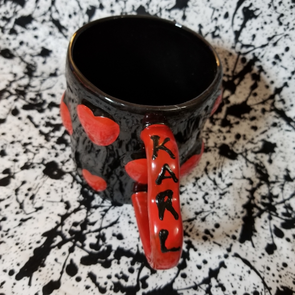 Karl Heart Black & Red Coffee Mug